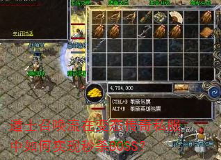 道士召唤流在变态传奇私服中如何实现秒杀BOSS? 道士召唤流在变态传奇私服中如何实现秒杀BOSS?