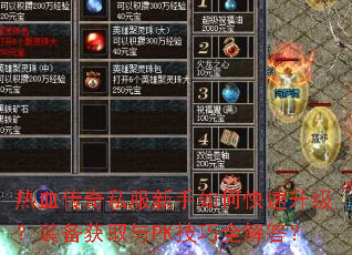 热血传奇私服新手如何快速升级?装备获取与PK技巧全解答? 热血传奇私服新手如何快速升级?装备获取与PK技巧全解答?