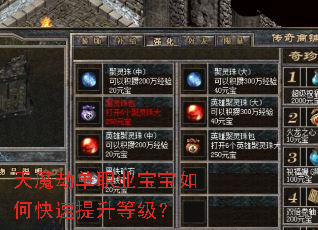 天魔劫单职业宝宝如何快速提升等级? 天魔劫单职业宝宝如何快速提升等级?
